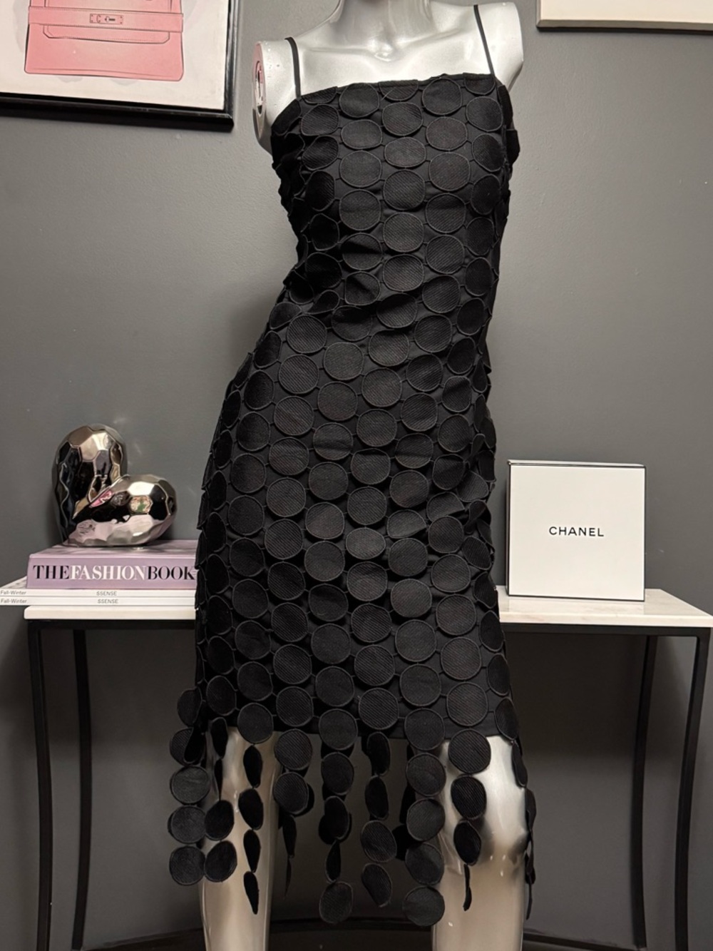 FRANK LYMAN Black Circle Design Black Dress - Picture 5 of 10